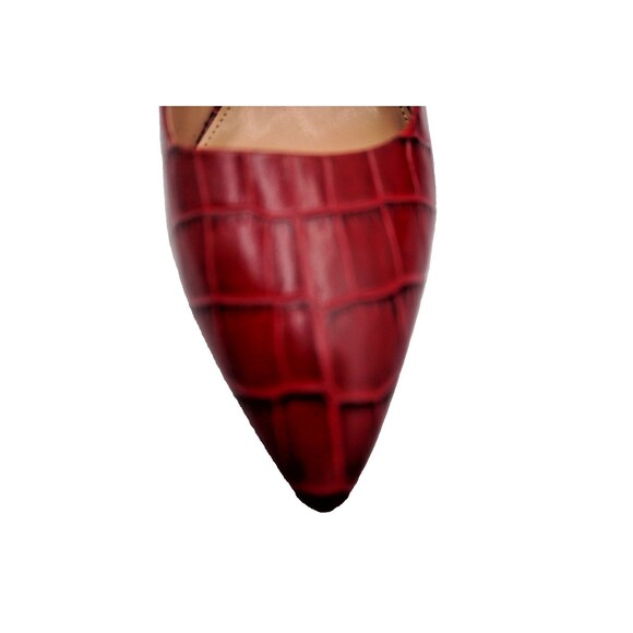 Michael Kors Burgundy Croc Embossed Pointed Toe Office Heel Pumps Size 9.5M - Picture 9 of 12